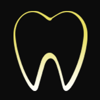 Illustration of yellow tooth outline on dark background